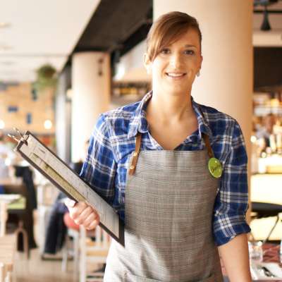 waitress with menu card