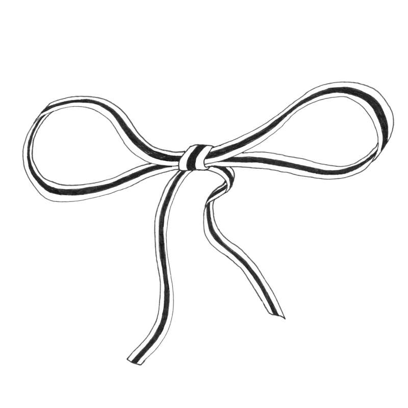 White bow with black line